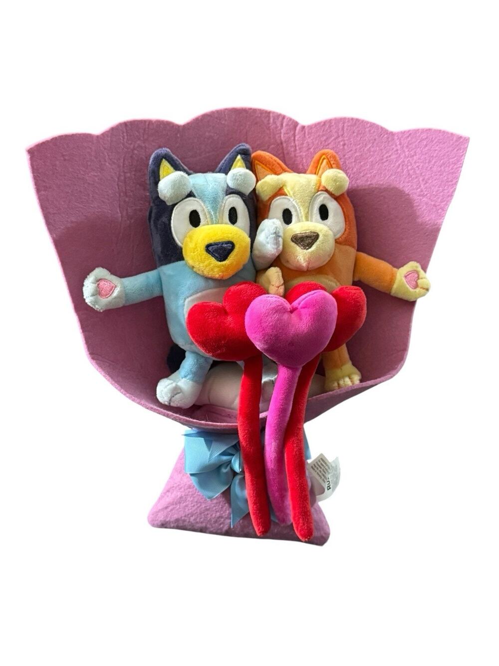 Bluey Bingo Plush Bouquet Valentine Gift Purple Felt Wrap Ruz 14 Inch 5 Pieces